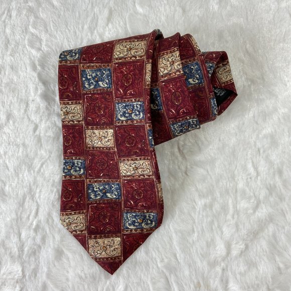 Vintage Bill Blass USA 100% Silk Necktie Tie Geometric Abstract Artsy Pattern - Picture 2 of 5